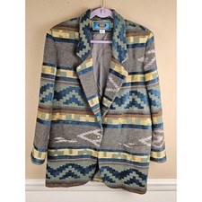 Vintage Maurizio Ramani Womens Southwestern Aztec Tapestry Blazer Jacket Large