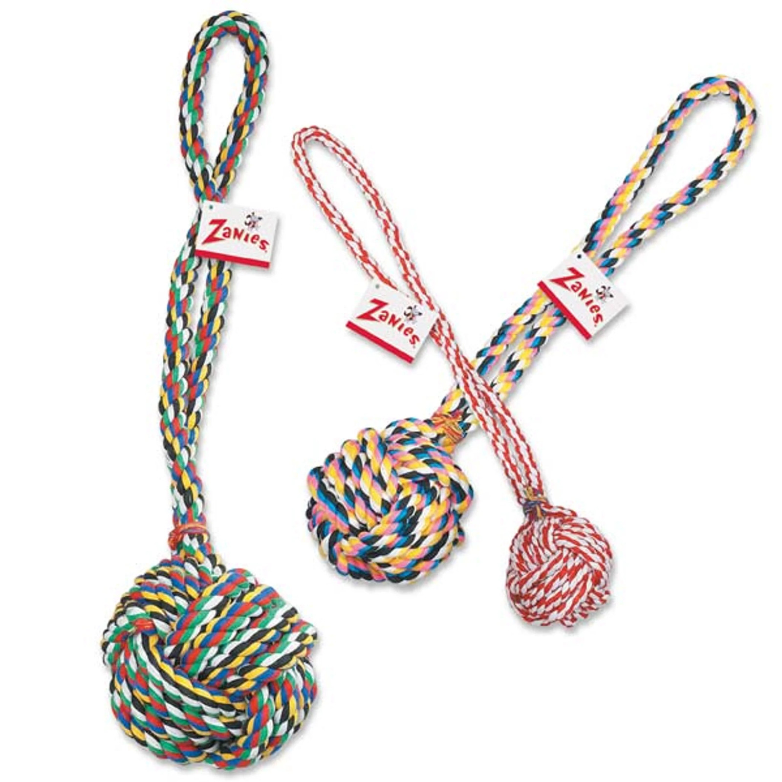 Zanies Monkey's Fist Knot Rope Dog Tug Toy - Durable Cotton - 17 Inch