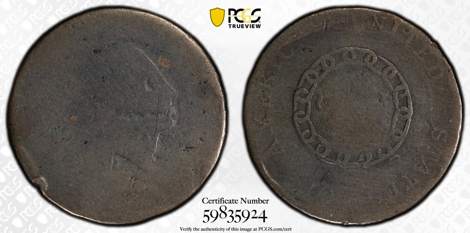 1793 PCGS FR02 Chain Cent S-3