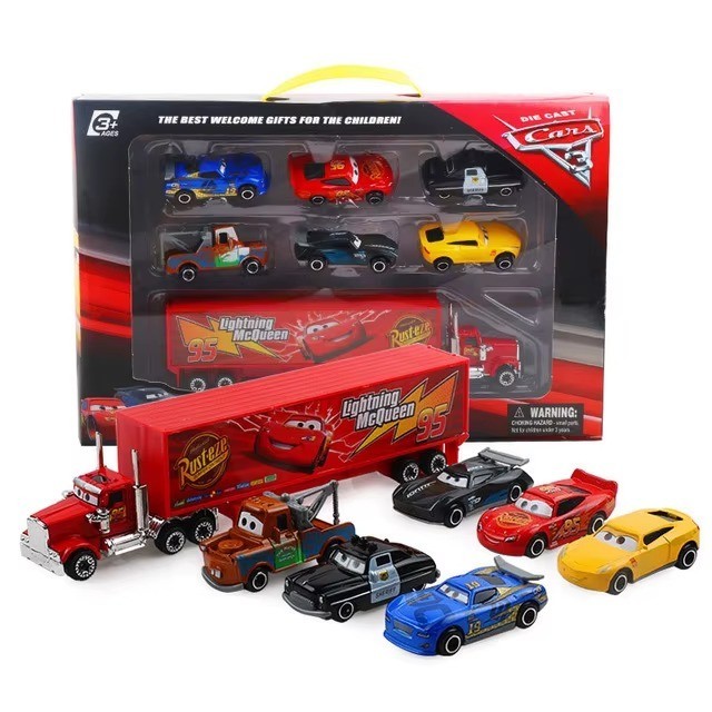 7PCS Disney Pixar Cars 3 Diecast Car Set Lightning McQueen & Mack Truck Toy