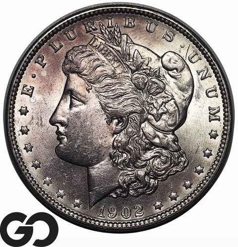 1902 Morgan Silver Dollar Coin, Lustrous Choice BU++