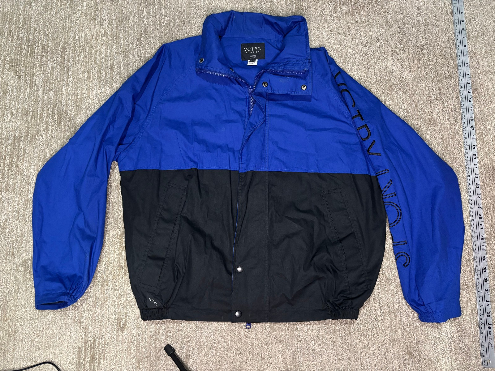 10 Deep VCTRY Sport Jacket Mens Extra Large XL Windbreaker Blue Black Vintage