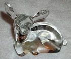 Vintage Fenton Clear Glass Fawn Deer laying Down 4x4 inches with fenton sticker