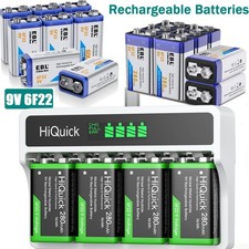 EBL 9 volt Lithium Li-Ion Rechargeable Battery / 9V Ni-MH battery / Charger Lot