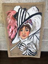Vintage Audrey Hepburn Inspired Signed Jean Brown 1968 Portrait Painting