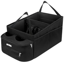 Passenger Seat Organizer, Collapsible Car Storage with Partitions  4 Cup Hol...
