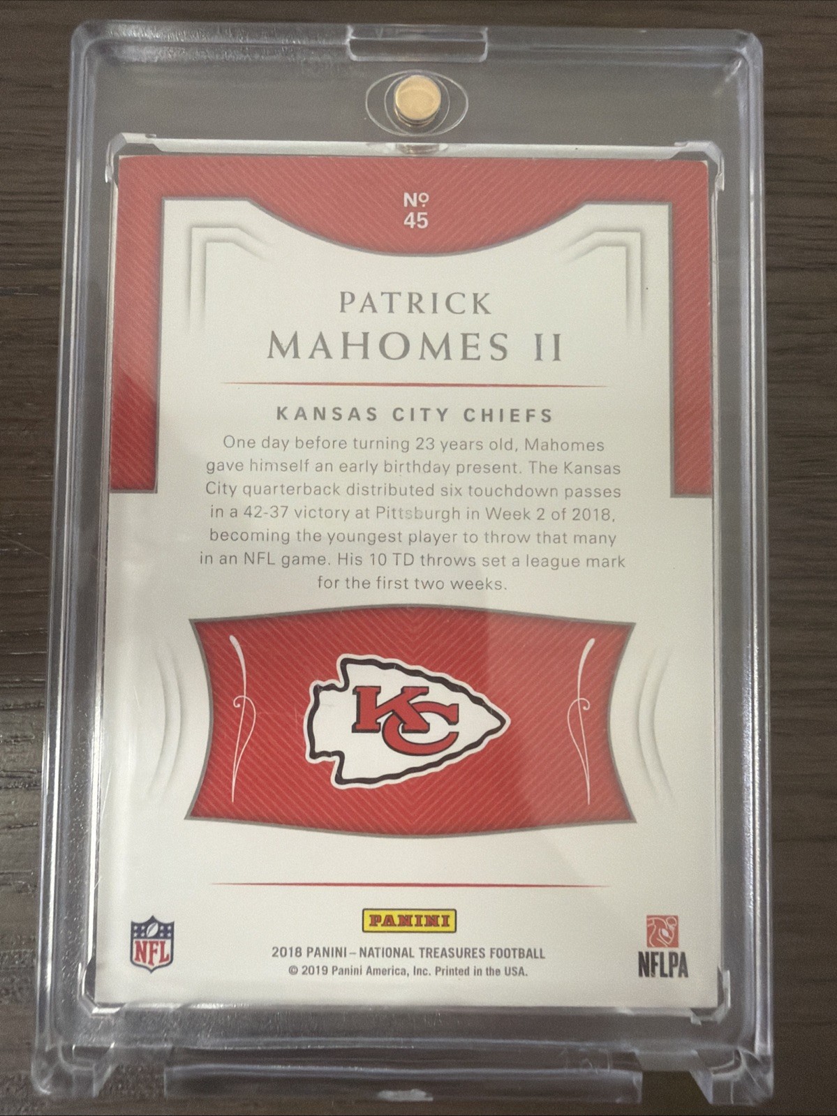2018 Panini National Treasures #45 Patrick Mahomes /35 view 2