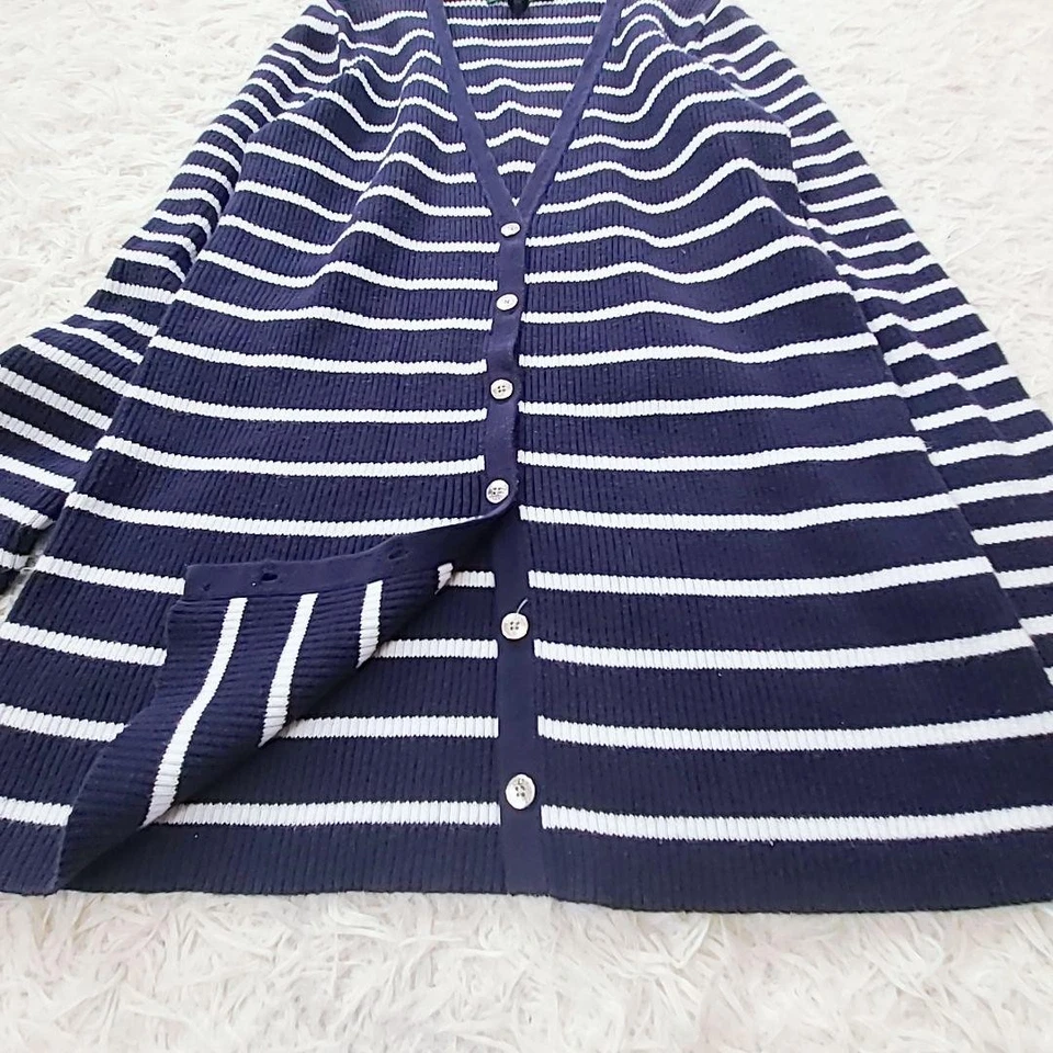 Cárdigan Lauren Ralph Azul Marino Borde Botón Grabado Usado Japón Foto 4 de 4