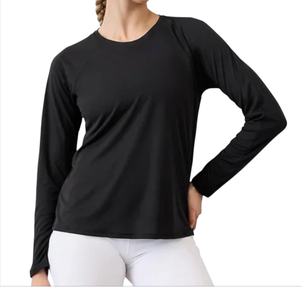 ATHLETA Solid Black PERFORMANCE TRAINING TEE TOP … - image 1