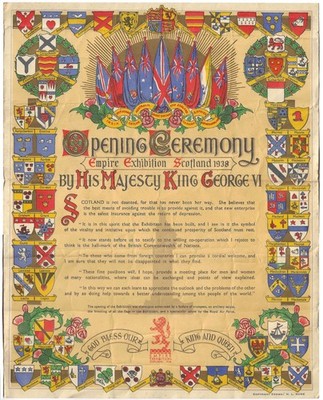 1938 Empire Exhibition Glasgow Opening Ceremony Souvenir Scroll