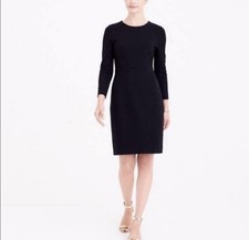 J CREW womens L Ponte Knit SHEATH DRESS black Stretch flattering LBD 35” Shift