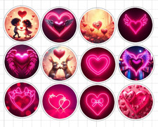 48x Valentine’s Day Holographic Stickers 4cm Cute Cats Hearts Love Vinyl Sticker