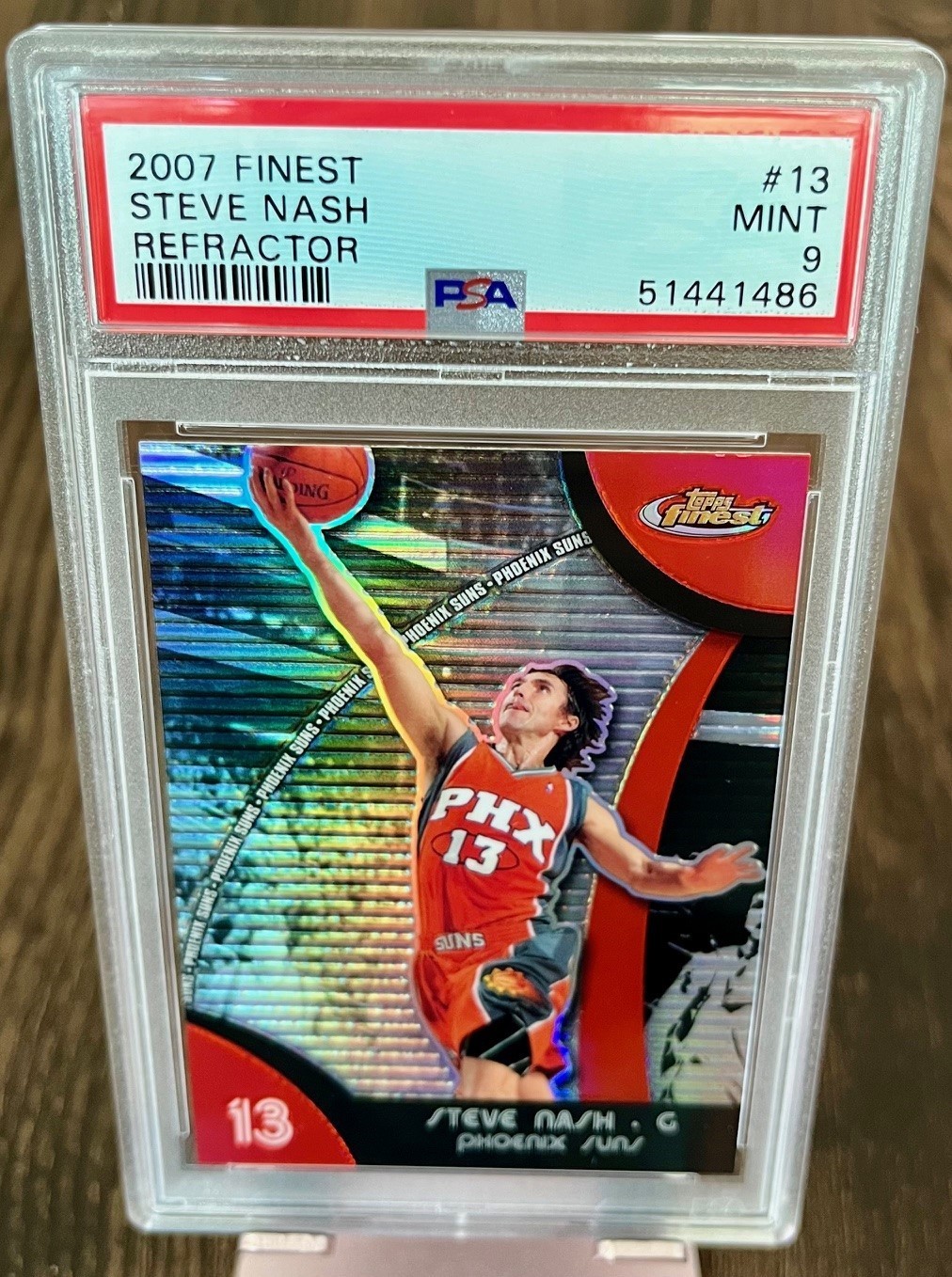 2007 TOPPS FINEST STEVE NASH #13 REFRACTOR PSA 9 MINT SUNS HOF