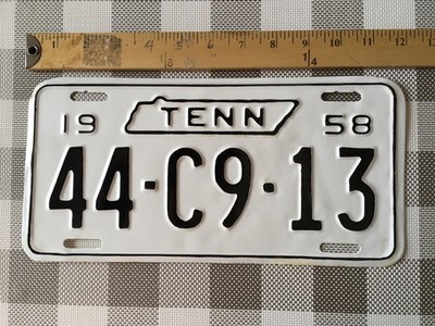 1958 Original Tennessee License Plate # 44-C9-13 Re-Paint