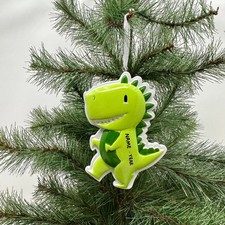 Personalized Dinosaurs in Present Ornament Baby's First Christmas