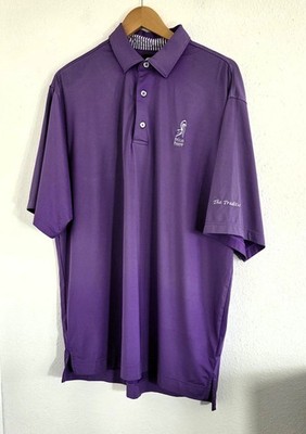 Footjoy FJ Men's Purple Golf Polo Pelican Preserve Logo Short Sleeve Shirt Large