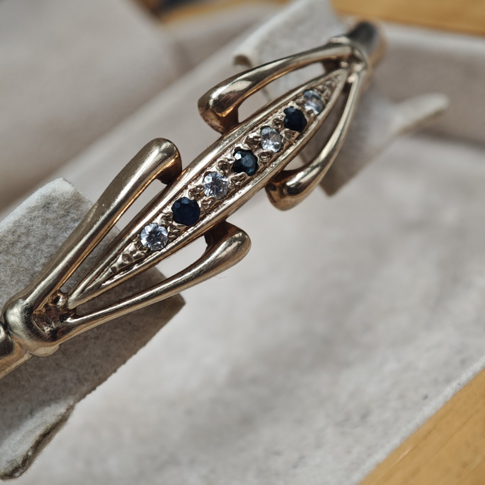 Solid 9ct Gold Torque Bangle Sapphire Vintage 9k … - image 15