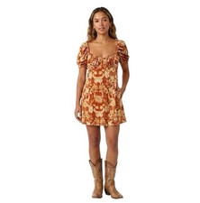 Urban Outfitters Babydoll Velvet Floral Dress Sz M Burnt Orange Baroque Milkmaid