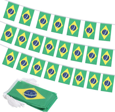 Brazil Flag Banner, Small Mini Brazilian Flags Patriotic Decoration for Party, C