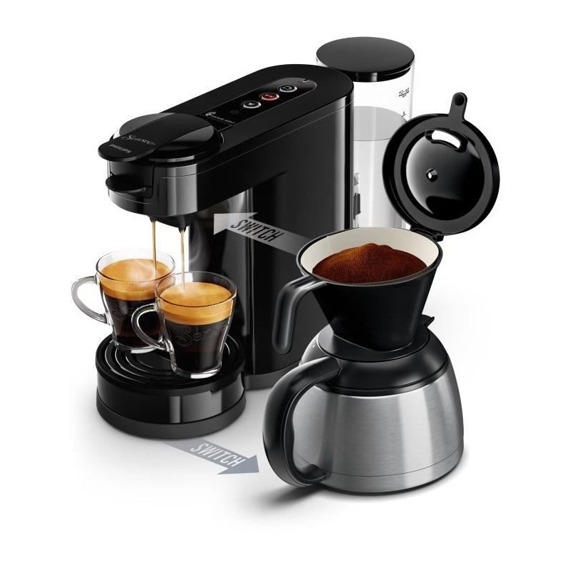 Machine a café dosette Philips Senseo Switch pour savourer un grand café filtre en famille au petit-déjeuner