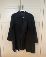 NEXT 2000s black long line coat with pockets office wear casual funeral