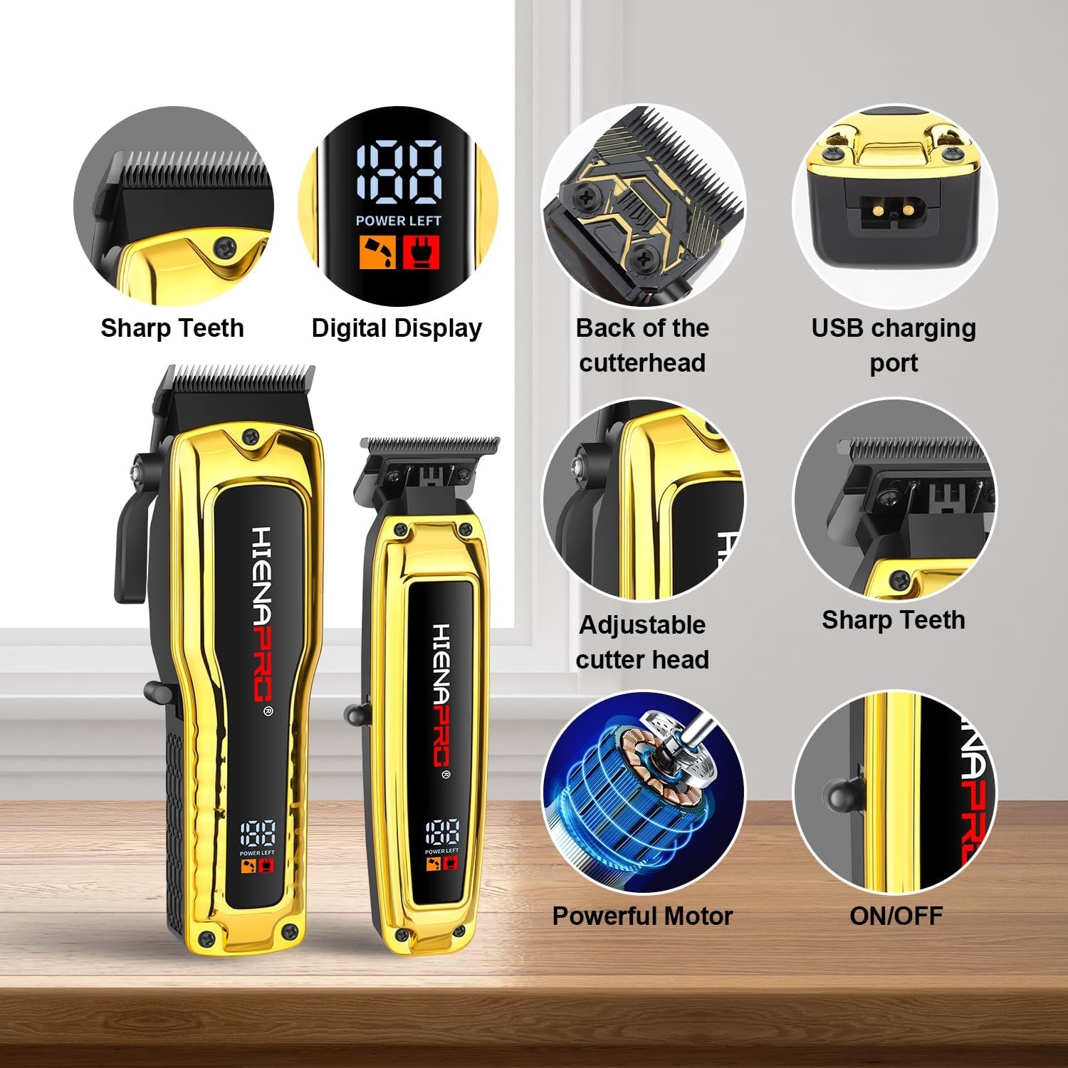 HIENA PRO Professional Hair Clipper Set for Men, Cordless Barber Set... 