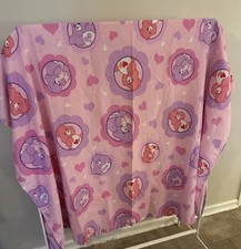 Vintage 2005 Care Bears Twin Sheet Flat Sheet  2 Pillow Cases Pink Purple