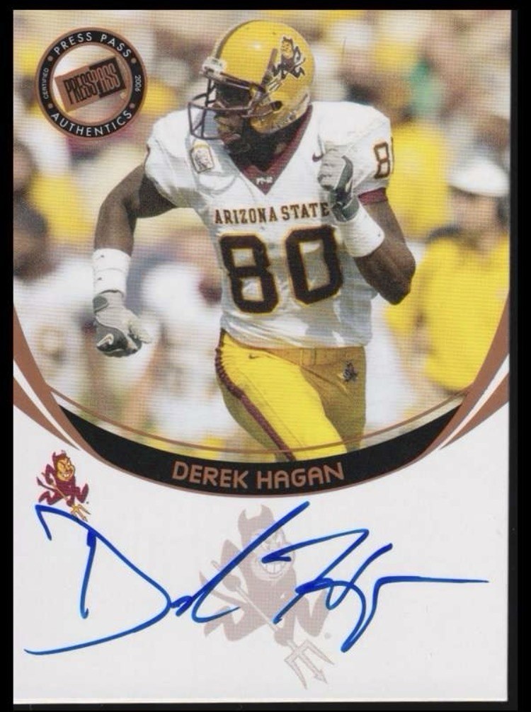 2006 Press Pass Auto Autograph Derek Hagan Bronze Arizona State Sun Devils Miami