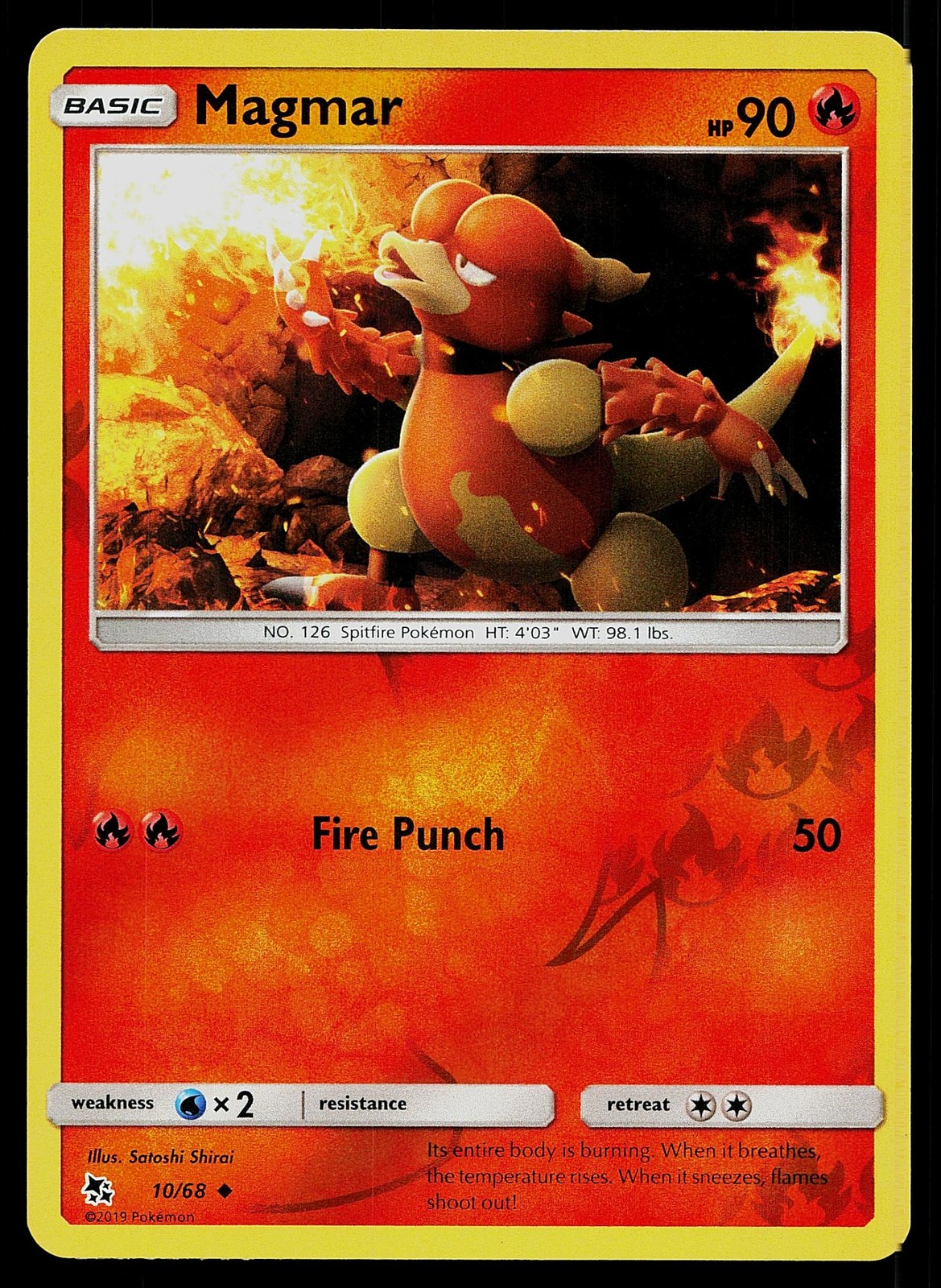 Pokemon Card Hidden Fates Magmar 10/68 Uncommon Reverse Holo