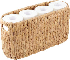Toilet Paper Storage Basket Holder Up to 8 Rolls Rattan Bathroom Decor
