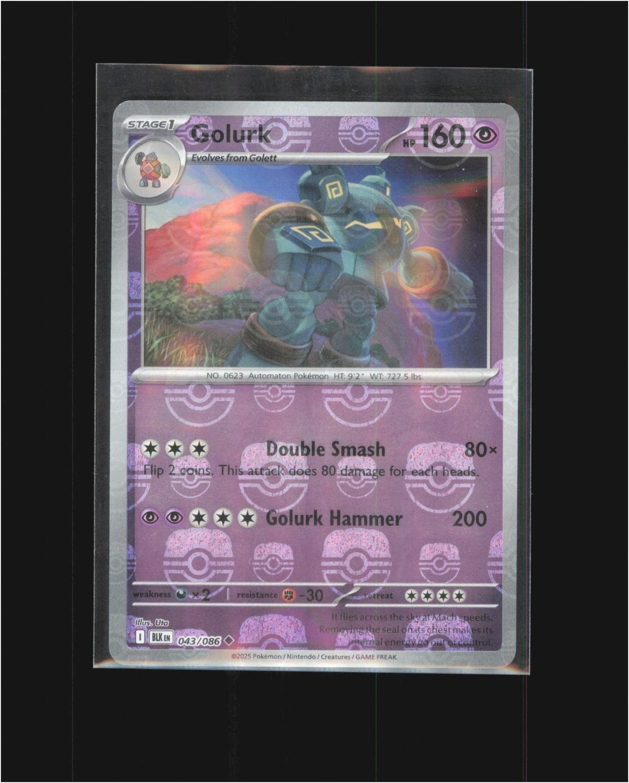 Golurk 043/086 Masterball Pattern Black Bolt Pokemon Near Mint