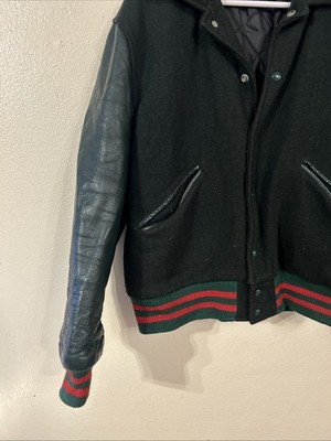 Vintage Butwin Leather Wool Varsity Bomber Jacket Size Medium