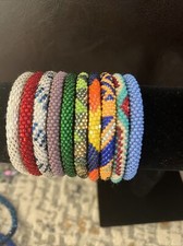 NEW 10 SET - Bracelet- Made in NEPAL - 100 Handmade seed beaded Bangle Gift