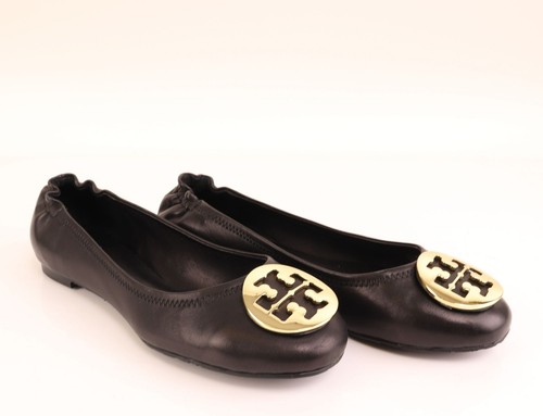 NIB Tory Burch Classic REVA Flats in Black Gold 6.5 $275 - Picture 4 of 11