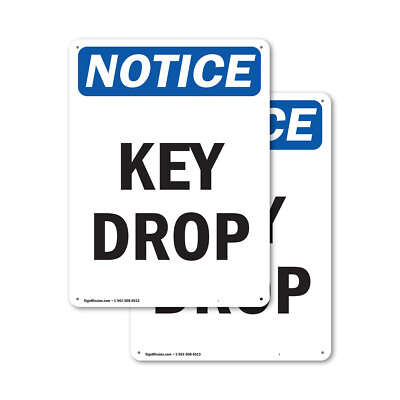 (2 Pack) Key Drop OSHA Notice Sign Decal Metal Plastic