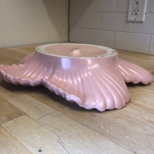 VTG ABINGDON USA POTTERY Retro Pink Hibiscus Console Bowl Dish Hard To Find - Picture 8 of 9