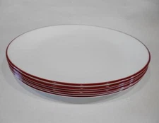 🍒 6 Corelle RED RIM DINNER PLATES 10.25" Christmas Holiday Deep Radiant Cherry