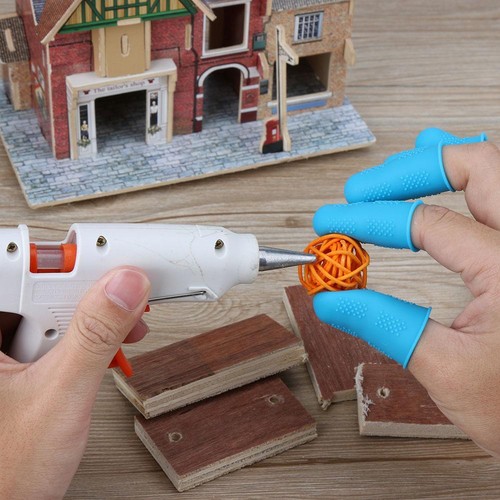 Anti-slip Hot Glue Gun Finger Caps Silicone Finger Cover Sleeve (Blue 5pcs) - Bild 4 von 8