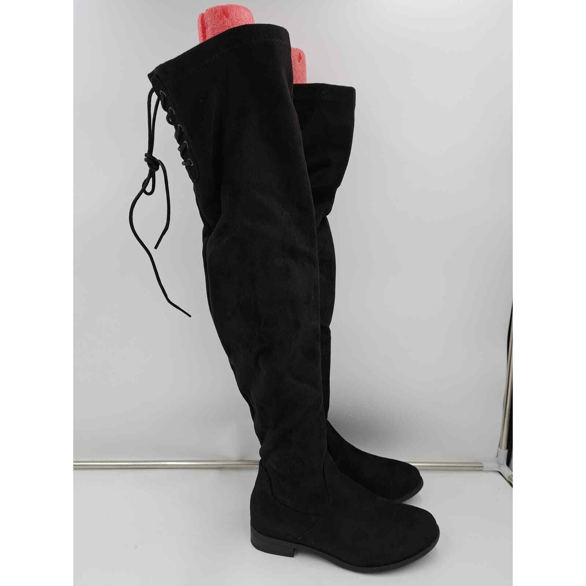 Black Suede Cheap Flat Thigh High Boots NWOT Black Suede Flat