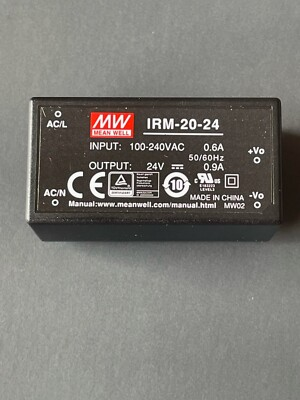 #ad Mean Well IRM 20 24AC DC Power supplyPCB mountminiature100 240VAC 24VD $19.50