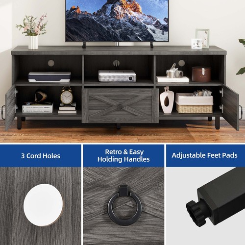 65" TV Stand Cabinet for 70/65/60/55 inch TVs Media Console Entertainment Center - Picture 12 of 19