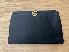 VTG Bobbie Jerome Black Handbag Purse Clutch Bag Gold Clasp 9.5" x 6.5"