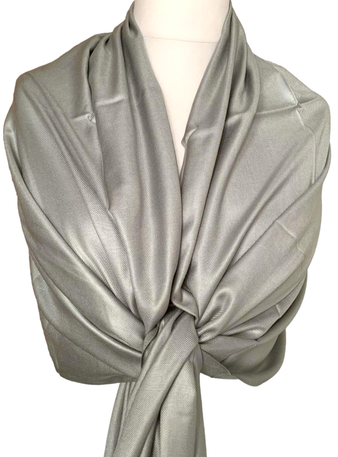 Grey Pashmina Ladies Pewter Wrap Womens Shawl Plain Scarf Fair Trade New
