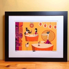 SHAG Josh Agle Birdnik’s Table Serigraph Art Print 2001 From Japan used
