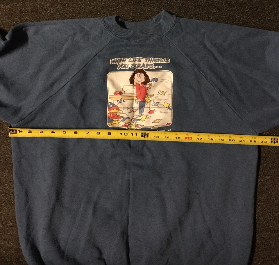 Sudadera De Colección Años 80 Hanes Make A Quilt XL Arte Divertido Humor Pista Grunge Años 90 EE. UU. Foto 4 de 4