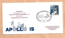 APOLLO 15 MOON LANDING JUL 30,1971 HAMBURG GERMANY  TRACKING STA SPACE CARD