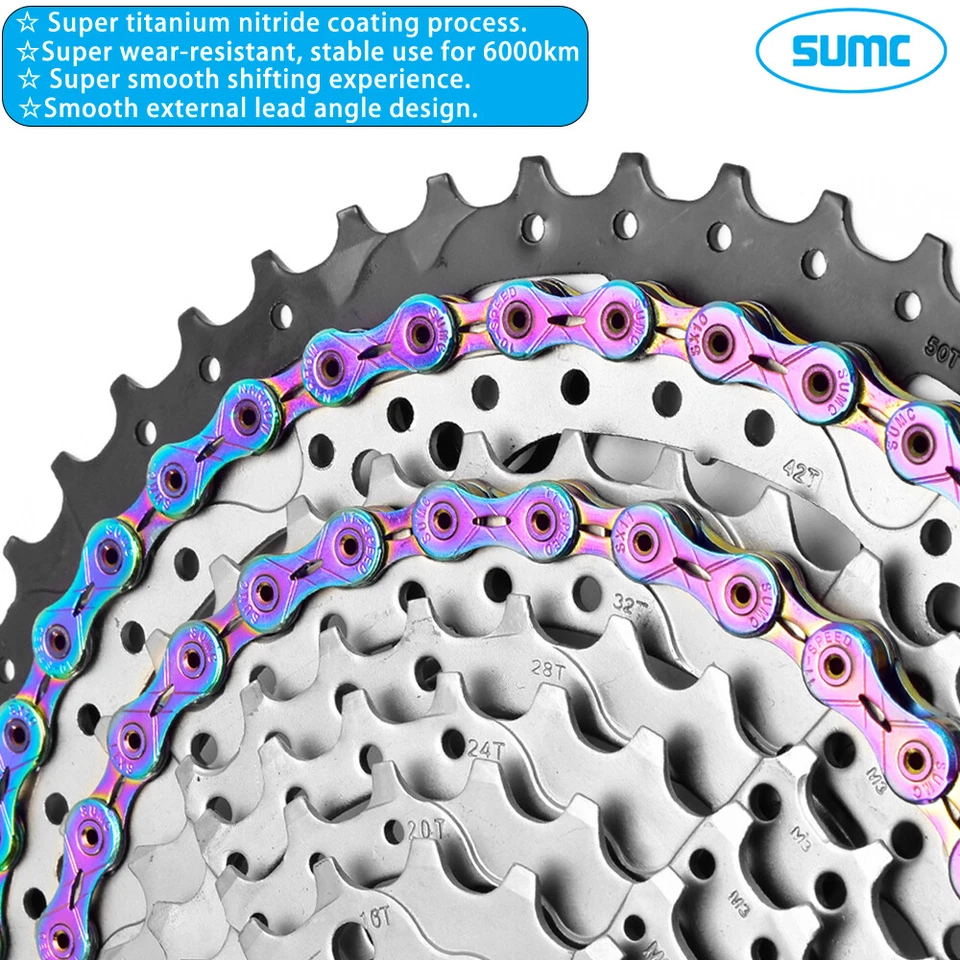 For Shimano KMC 11 Speed SUMC SX11SL Light MTB Road Bicycle Bike Rainbow Chain - Image 3 of 4