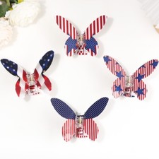 American USA Flag Hair Claw Clip Women Butterfly Barrettes Hairpin Party Gifts