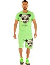 Avenue George V Paris Short Set Teddy Bear 2 piece Set GV-2214 Green XL