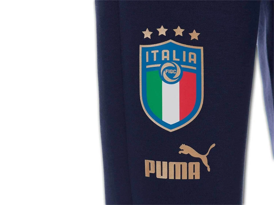 Puma Figc Italia Pantaloni Sportivi Blu Casuals Azzurri Lunghi Gr.S-3XL - Immagine 4 di 4